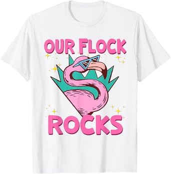 Our Flock Rocks Flamingo Matching Family Vacation Group T-Shirt