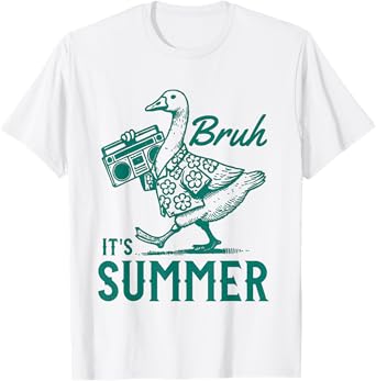 Cute Silly Goose Summer Vibes Beach Vintage Bruh It's Summer T-Shirt