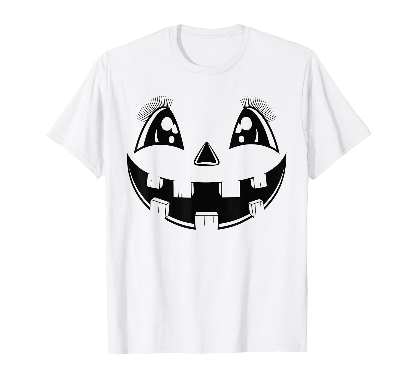 Jack O Lantern Face Pumpkin Eyelashes Hallowen Costume Funny T-Shirt