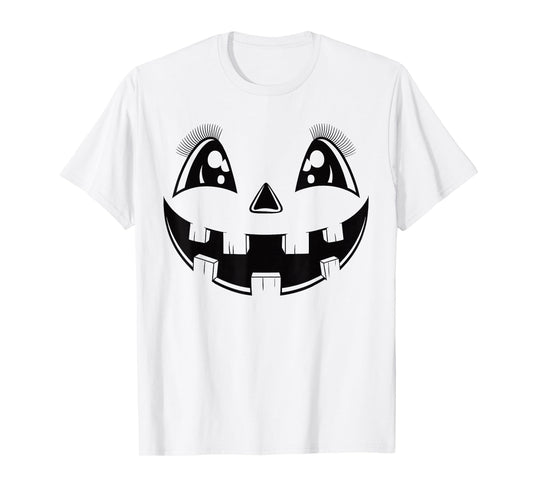 Jack O Lantern Face Pumpkin Eyelashes Hallowen Costume Funny T-Shirt