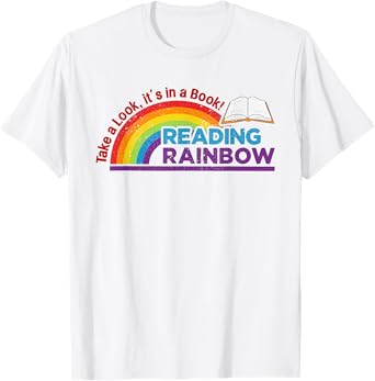 Take A Look it's In A Book Reading Book Vintage Rainbow T-Shirt