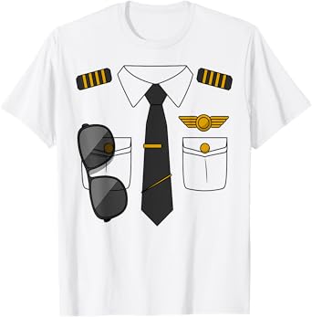 Airline Pilot Costume Kids Dress Up Airplane Halloween T-Shirt