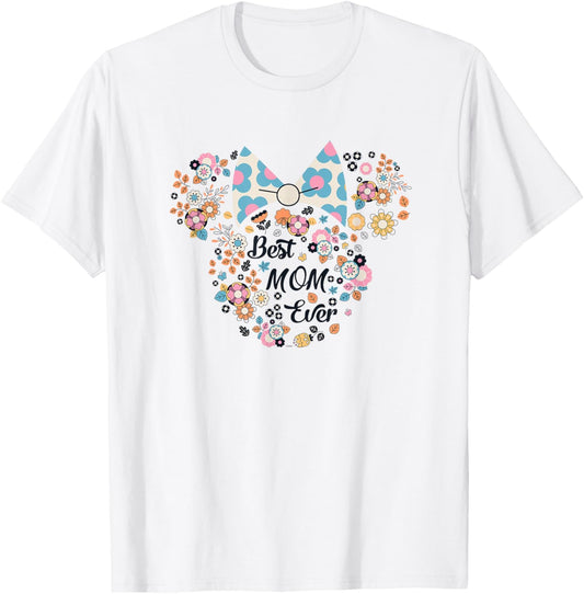 Disney Minnie Mouse Best Mom Ever Icon Flowers Mother’s Day T-Shirt