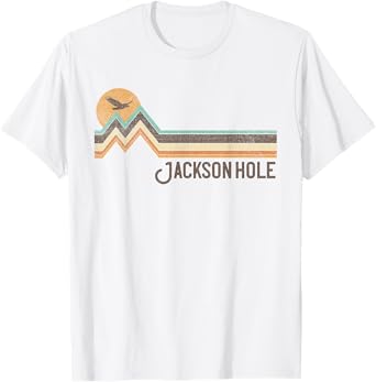 Jackson Hole Wyoming 70s 80s Retro Style Vintage Distressed T-Shirt