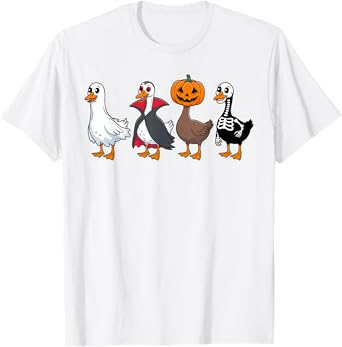 Scary Goose Boo Vampire Pumpkin Skeleton Halloween Costume T-Shirt
