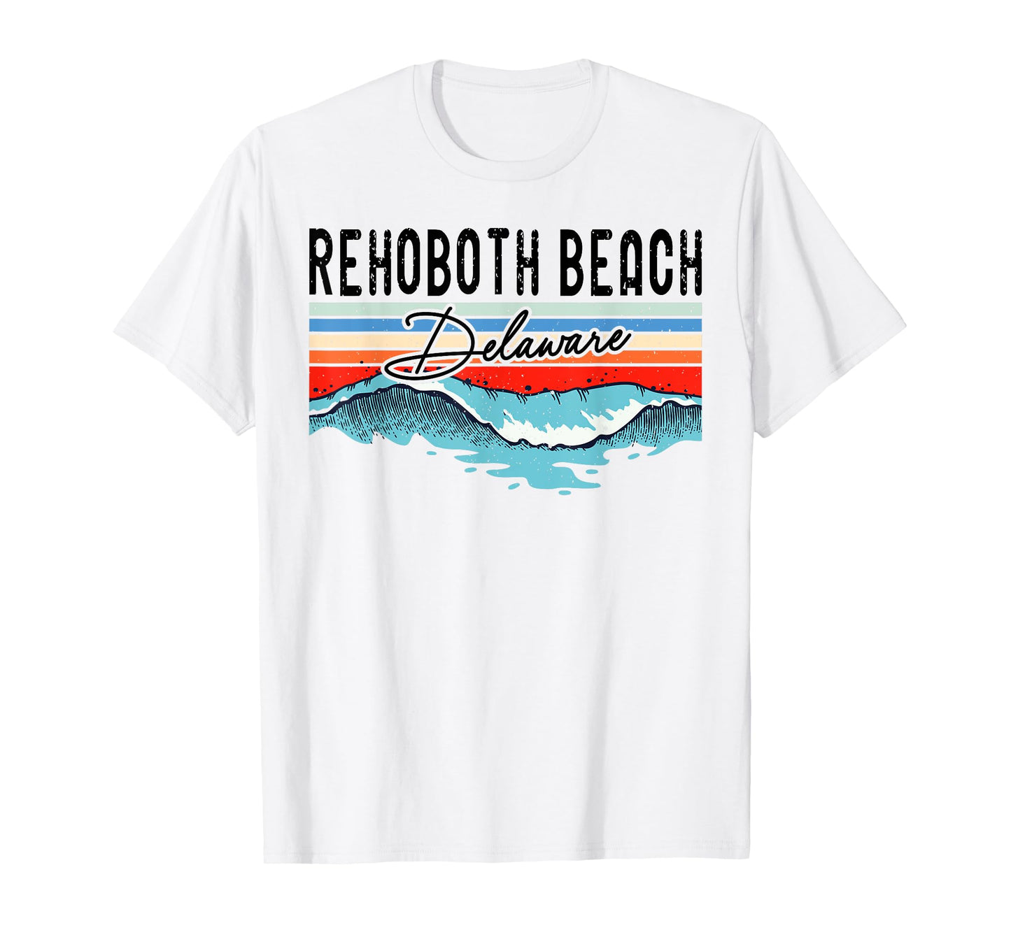 Retro Rehoboth Beach Delaware Surfer Surfboarder T-Shirt for Men Women Kids