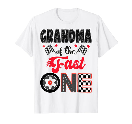 Grandma Of The Fast One Car Racing Dad 1St Birthday Boy T-Shirt