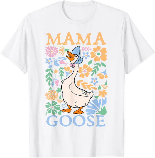 Cute Floral Mama Goose Coquette Mother's Day Silly Goose T-Shirt