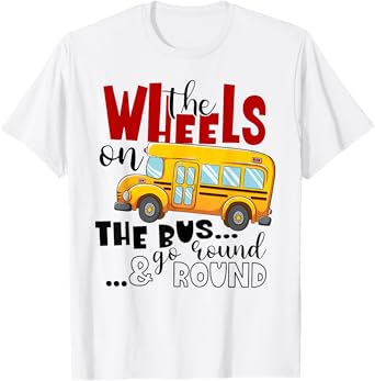 Back To School Funny The WHEELS On The BUS Toddler Kids Boys T-Shirt