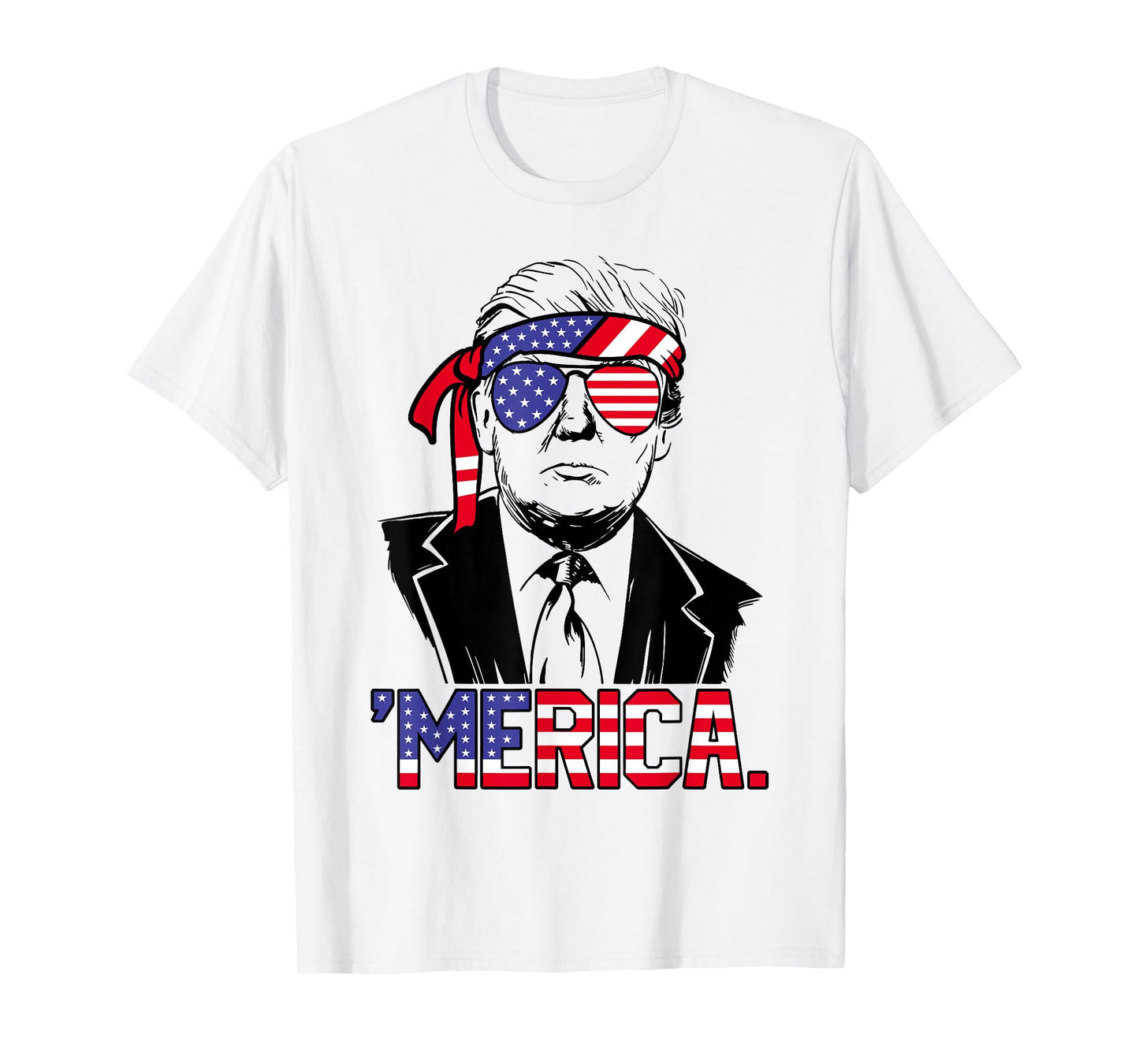 'MERICA TRUMP Happy 4th Of July Trump American Flag T-Shirt