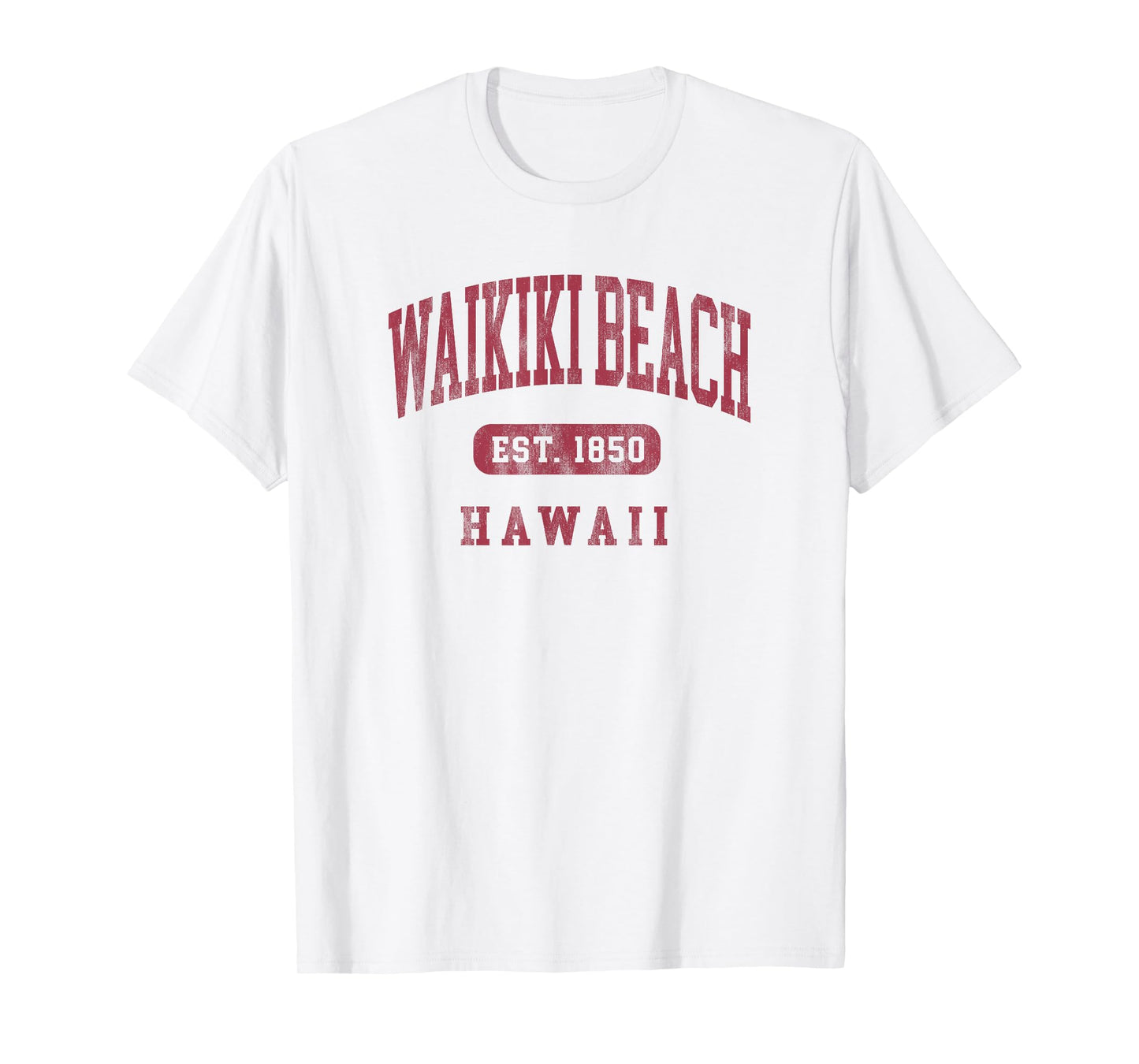 Waikiki Beach Hawaii Vintage Established 1850 Beach Souvenir T-Shirt