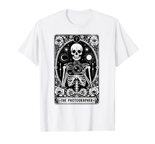 The Photographer Tarot Card, Skeleton Photography Camera T-Shirt
