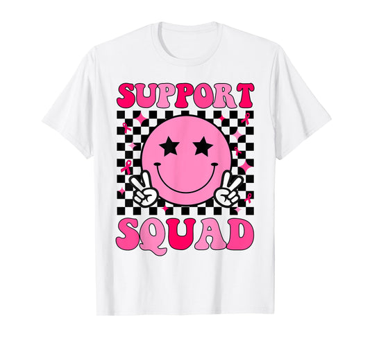 Retro Groovy Support Squad Breast Cancer Awareness T-Shirt
