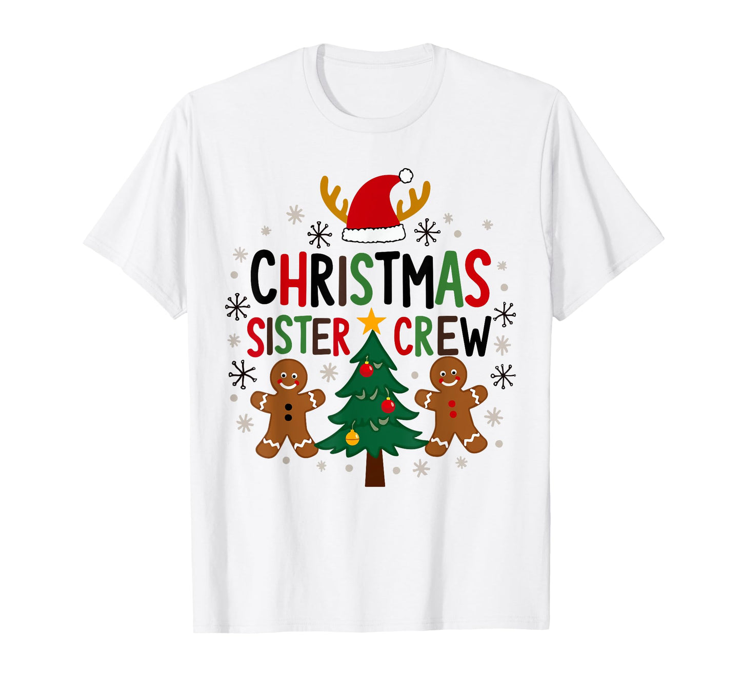Christmas Sister Crew Holiday Gingerbread Tree Fun T-Shirt