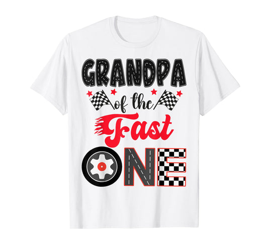 Grandpa Of The Fast One Car Racing Dad 1St Birthday Boy T-Shirt