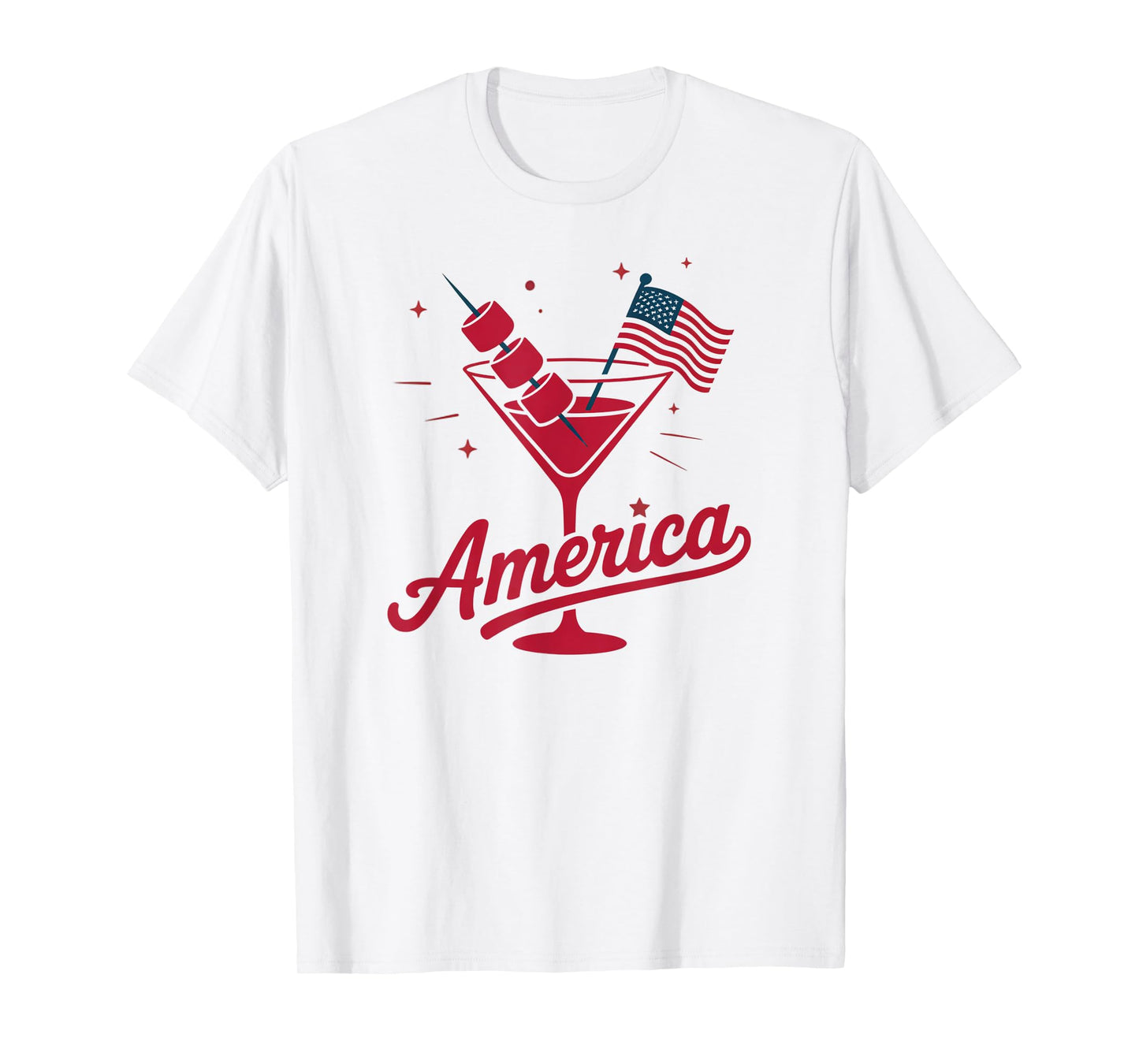 4th Of July Funny Hot Dog & Martini T-Shirt