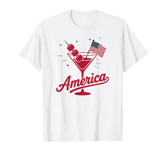 4th Of July Funny Hot Dog & Martini T-Shirt
