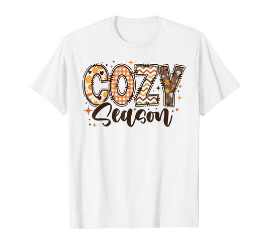 Cozy Season Pumpkin Autumn Fall Y'all Leaves Thanksgiving T-Shirt