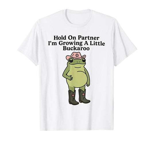 Hold On Partner I'm Overstimulated Cowboy Frog Vintage T-Shirt
