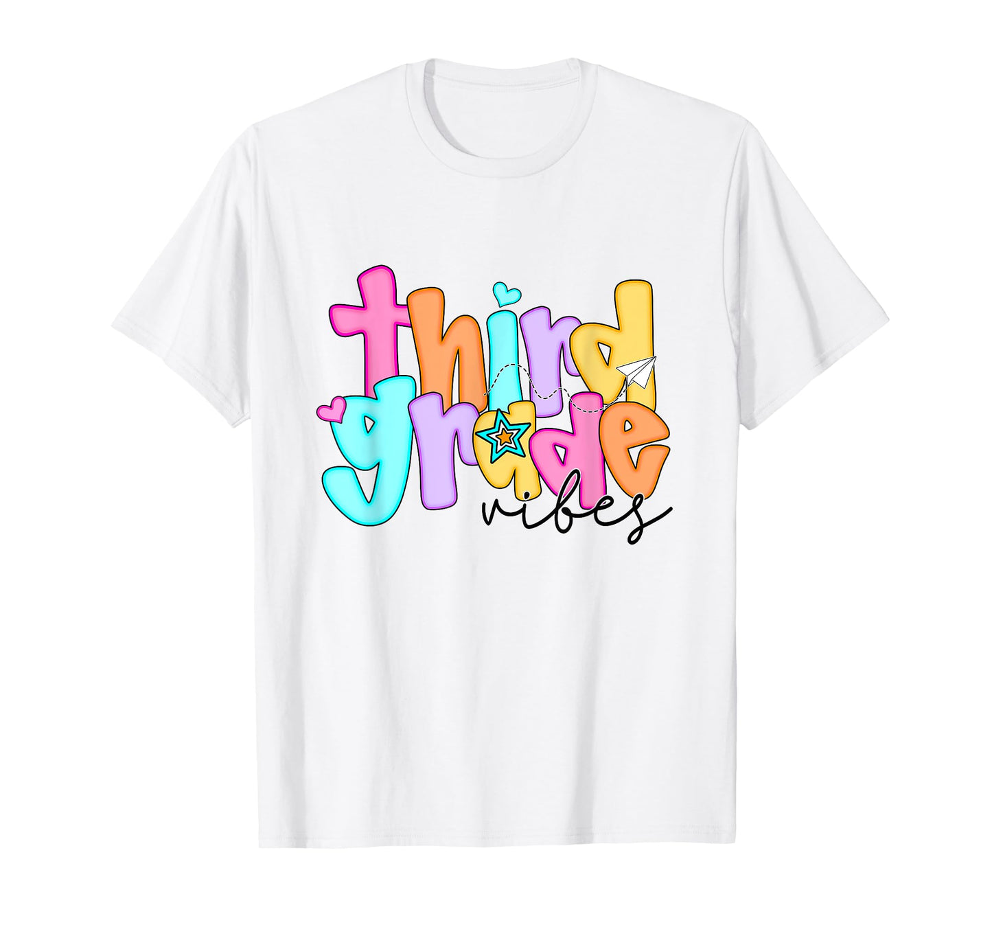 Preppy Third Grade Vibes Teacher Girls Kids Back To School T-Shirt