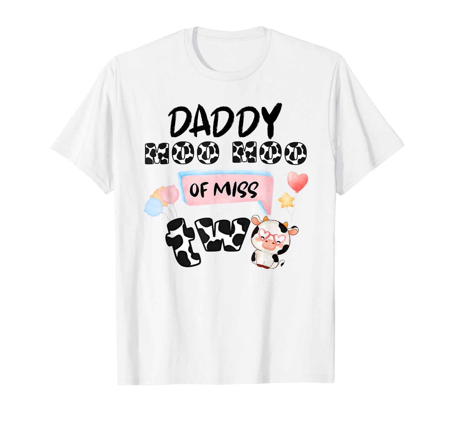 Girl Second Birthday Party Pink Cow Daddy Moo I'm Two Animal T-Shirt