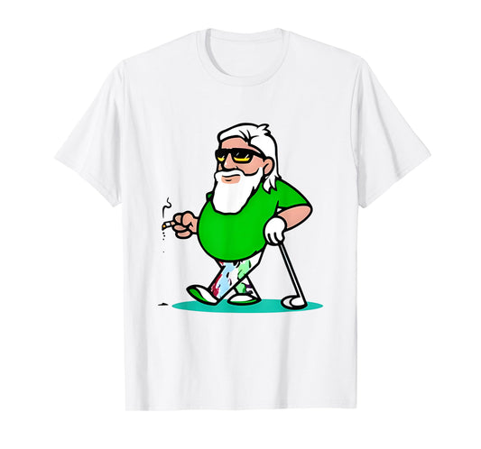 Cool grandpa golf cartoon smoking art T-Shirt