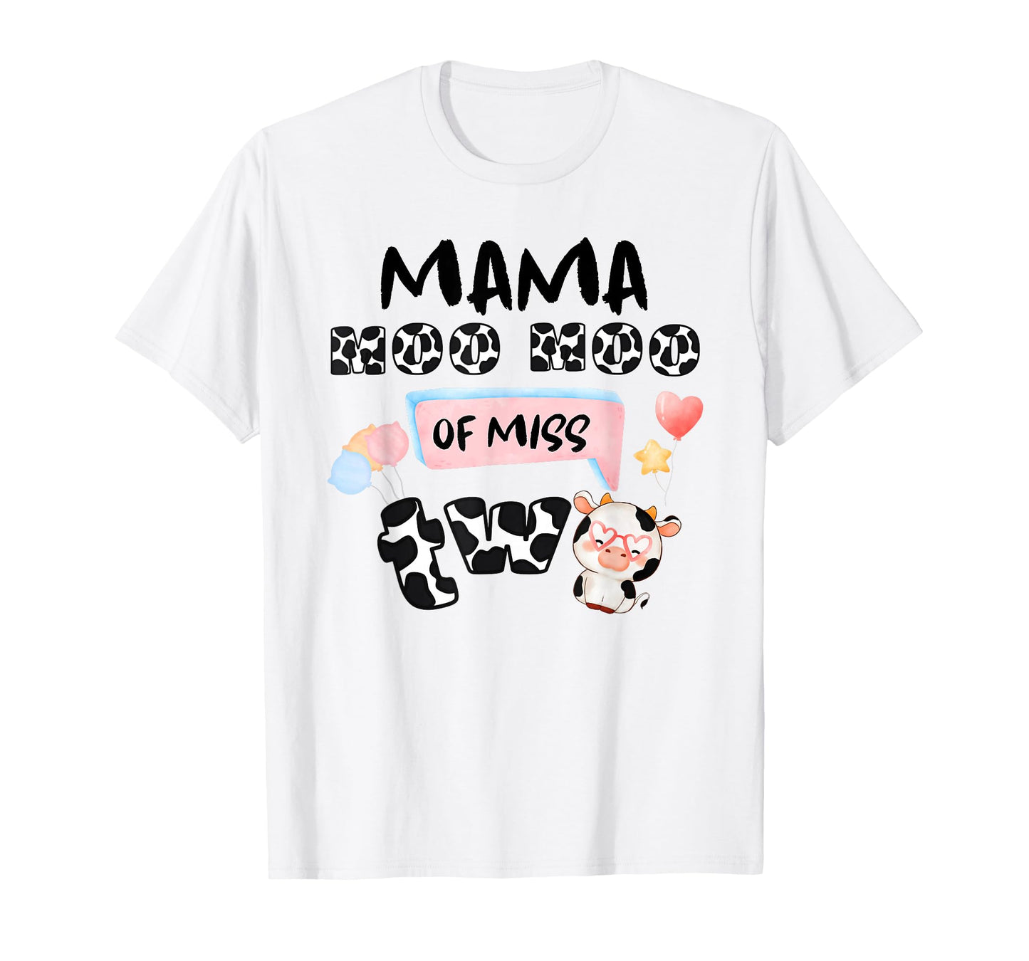 Girl Second Birthday Party Pink Cow Mama Moo I'm Two Animal T-Shirt