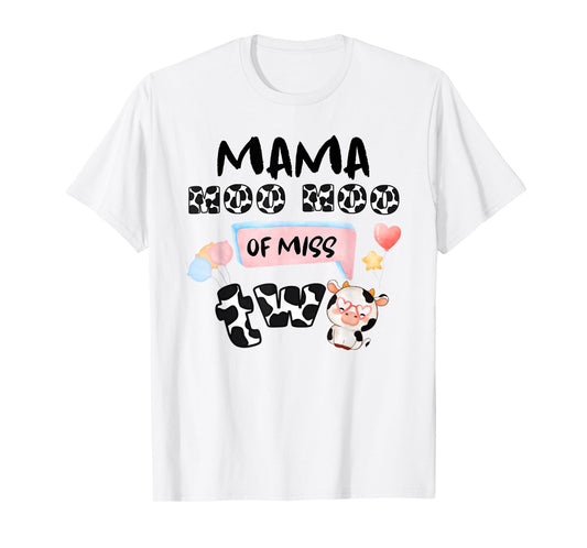 Girl Second Birthday Party Pink Cow Mama Moo I'm Two Animal T-Shirt
