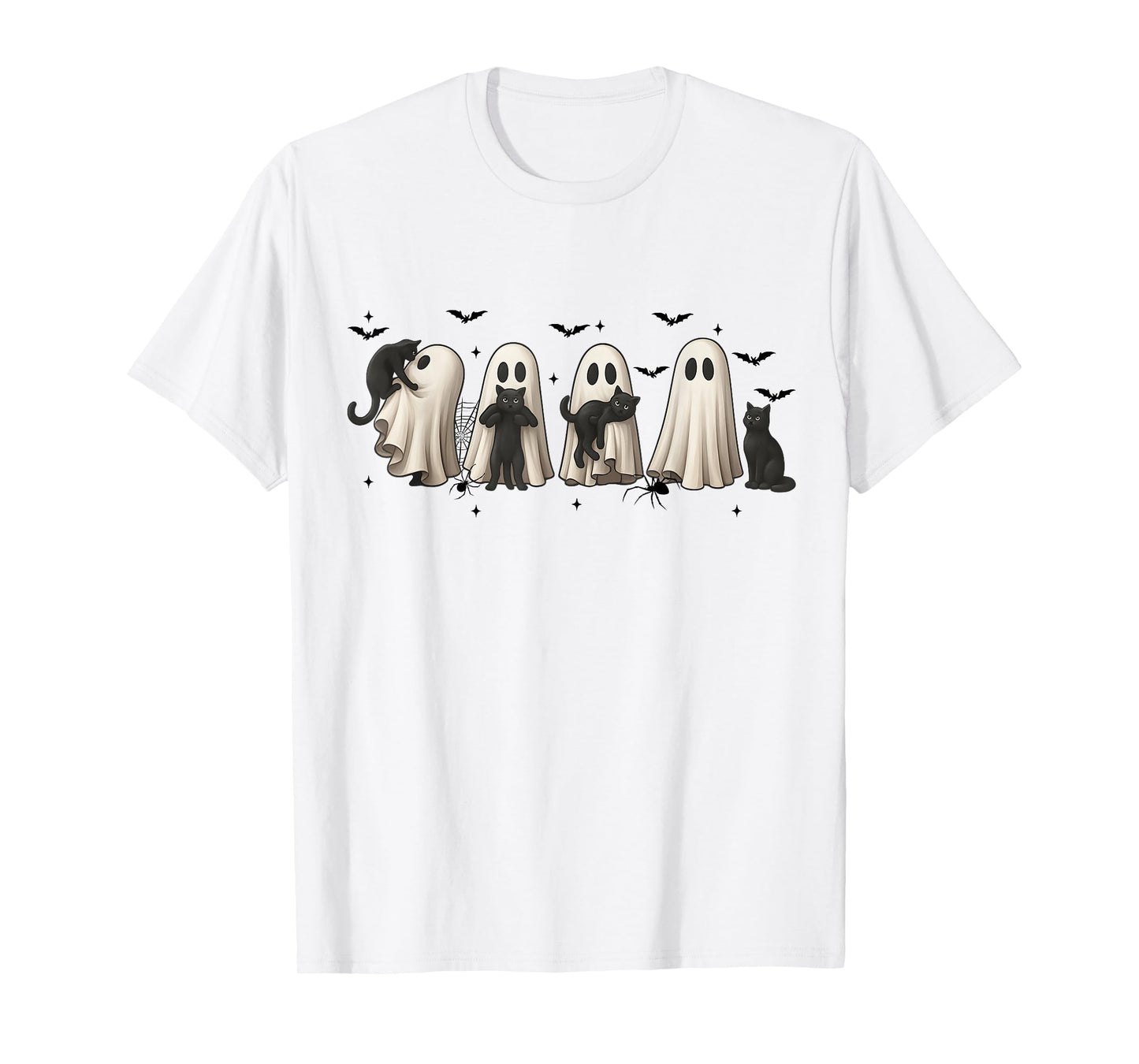 Funny Boo Play with Black Cat Halloween Costumes Girl Women T-Shirt