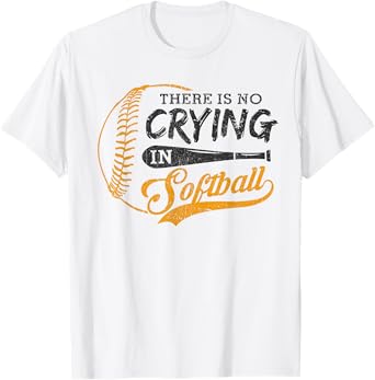 Vintage There Is No Crying In Softball Sports Funny Softball T-Shirt