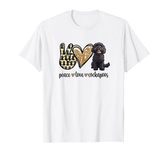 Cute Illustration Peace Love Black Cockapoo Lover T-Shirt