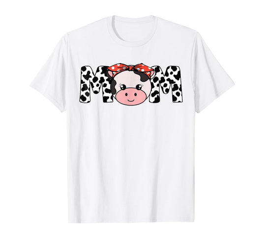 Mom Cow-Print T Shirt Women Heifer Mother Day Gift Farm Mama T-Shirt
