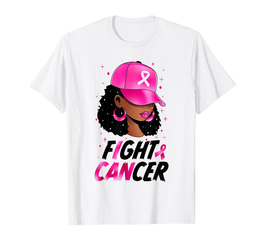 Black Girl Black Woman Breast Cancer Awareness Pink Ribbon T-Shirt