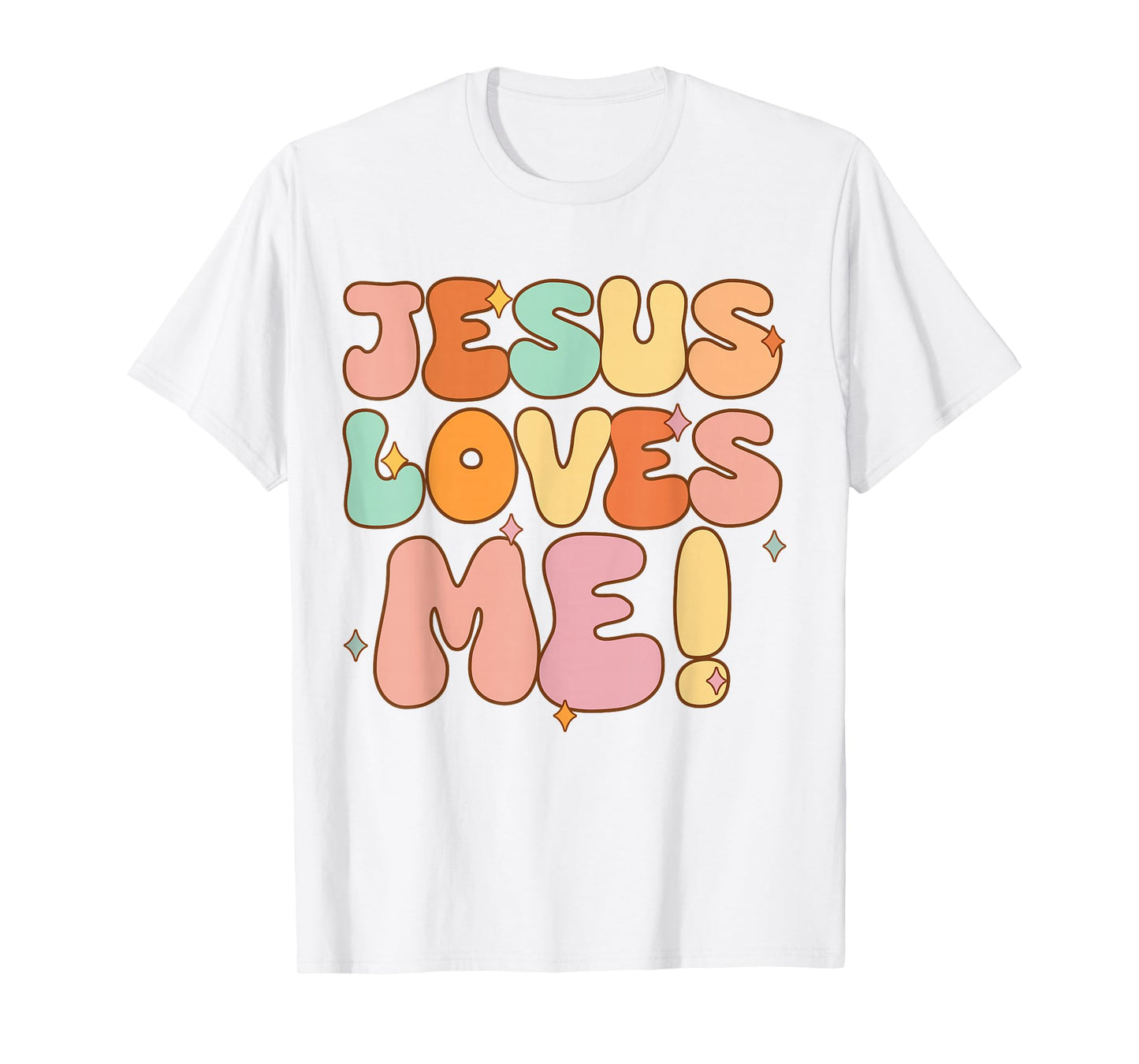 Women Jesus Loves Me-Shirt Groovy Toddler Girl Kid Christian T-Shirt