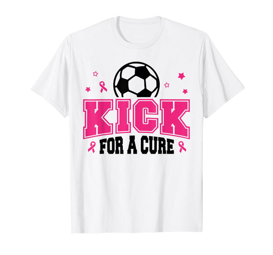 Kick for a Cure Soccer Breast Cancer Awareness Pink Ribbon T-Shirt