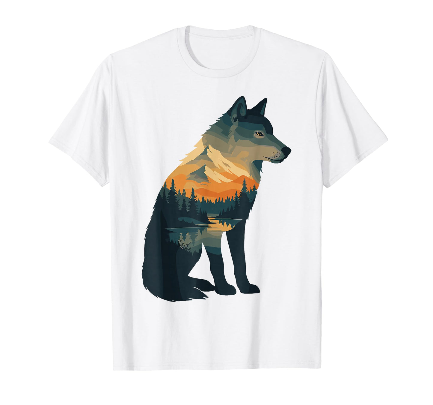 Nature Mountains Adventure Wolf Outdoor Wildlife Forest T-Shirt