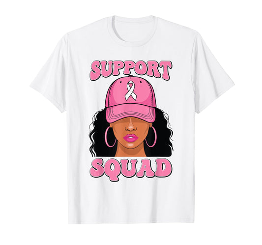 Black Woman Support Squad Breast Cancer Awareness T-Shirt