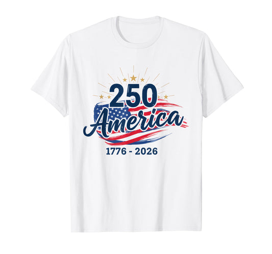 Retro 250 Years American 1776 2026 250th USA Years Men Women T-Shirt - T-Shirt | White