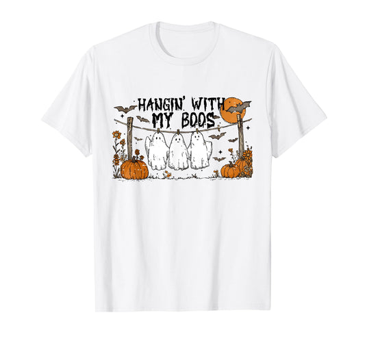 Cute Fall Hangin With My Boos Funny Hanging Ghosts Halloween T-Shirt
