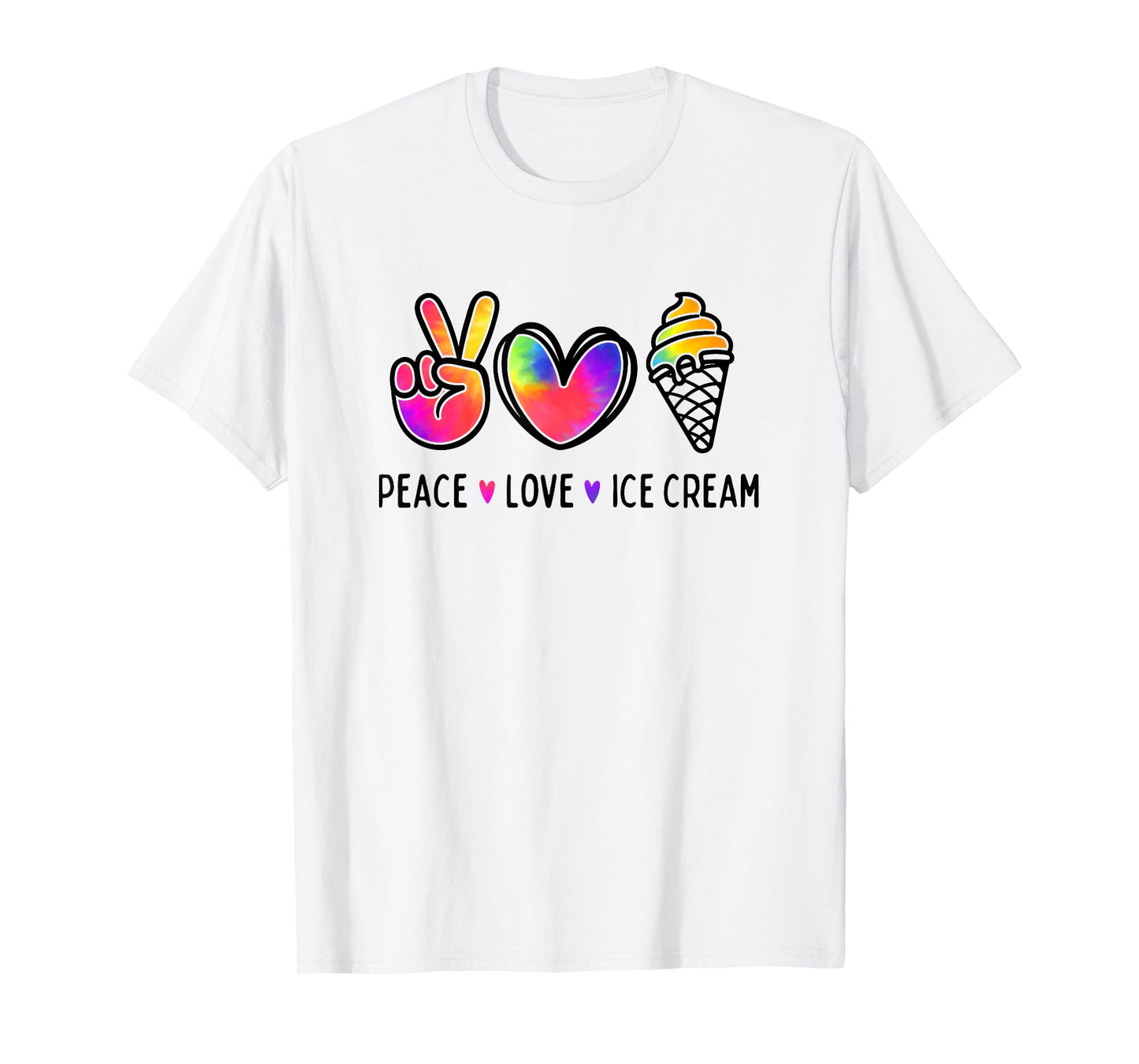 Peace Love Ice Cream Lover Cute Tie Dye T-Shirt