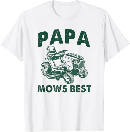 Papa Mows Best Riding Mower Retro Mowing Dad Father's Day T-Shirt