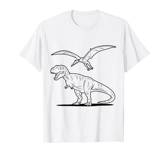 Children - T-Shirt for Coloring & Painting, DIY Dinosaur T-Shirt