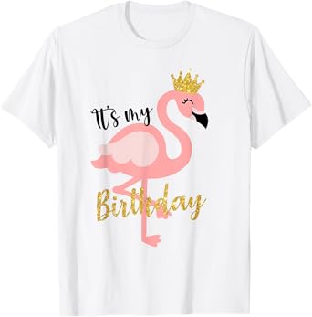 It's My The Birthday Princess Shirt Flamingo Girls Kids T-Shirt
