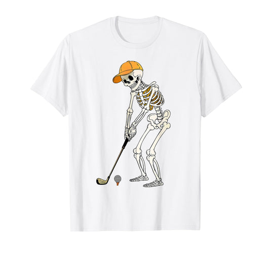 Retro Skeleton Golf Halloween Golfer Golf Player For Men Dad T-Shirt