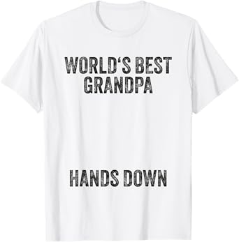 Worlds Best Grandpa Hands Down Shirt Craft Handprint T-Shirt