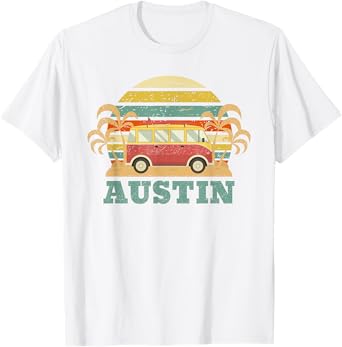 Vintage 60's 70's Austin TX T-Shirts Tee - Unisex Adult - Blue - Small - Short Sleeve - Crew Collar - Retro - T-Shirt