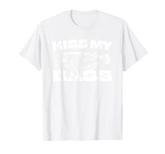 Funny Kiss My-Bass Fishing Lover Bass Fisher Womens Mens T-Shirt