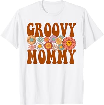 Retro Groovy Mommy Matching Family 1st Birthday Party T-Shirt