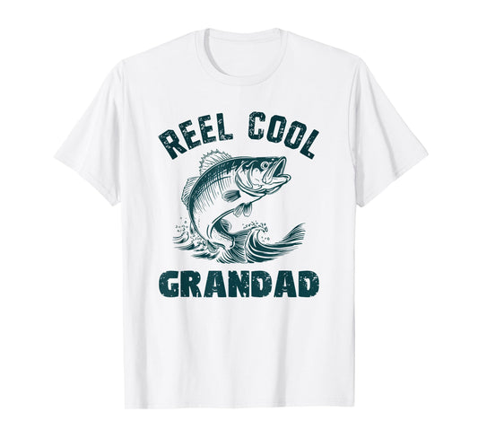Reel Cool Grandad Fishing Grandpa Vintage Style T-Shirt