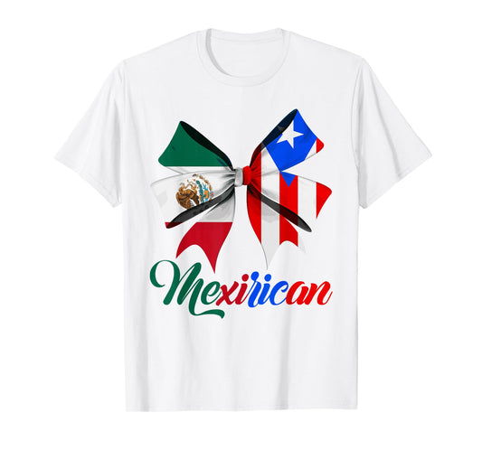 Mexirican Half Mexican Boricua Bow Hispanic Heritage Month T-Shirt
